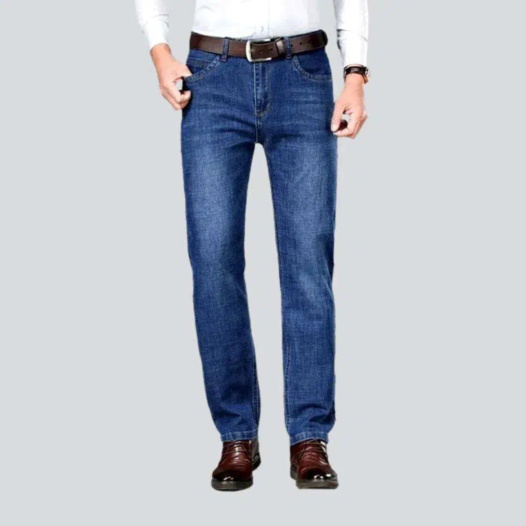 Tapered Jeans for Modern -Stretchy men's whiskered jeans