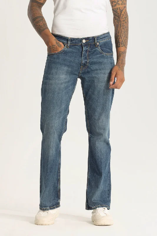 Camping Jeans for Wilderness -Dark Blue Plain Bootcut Jeans