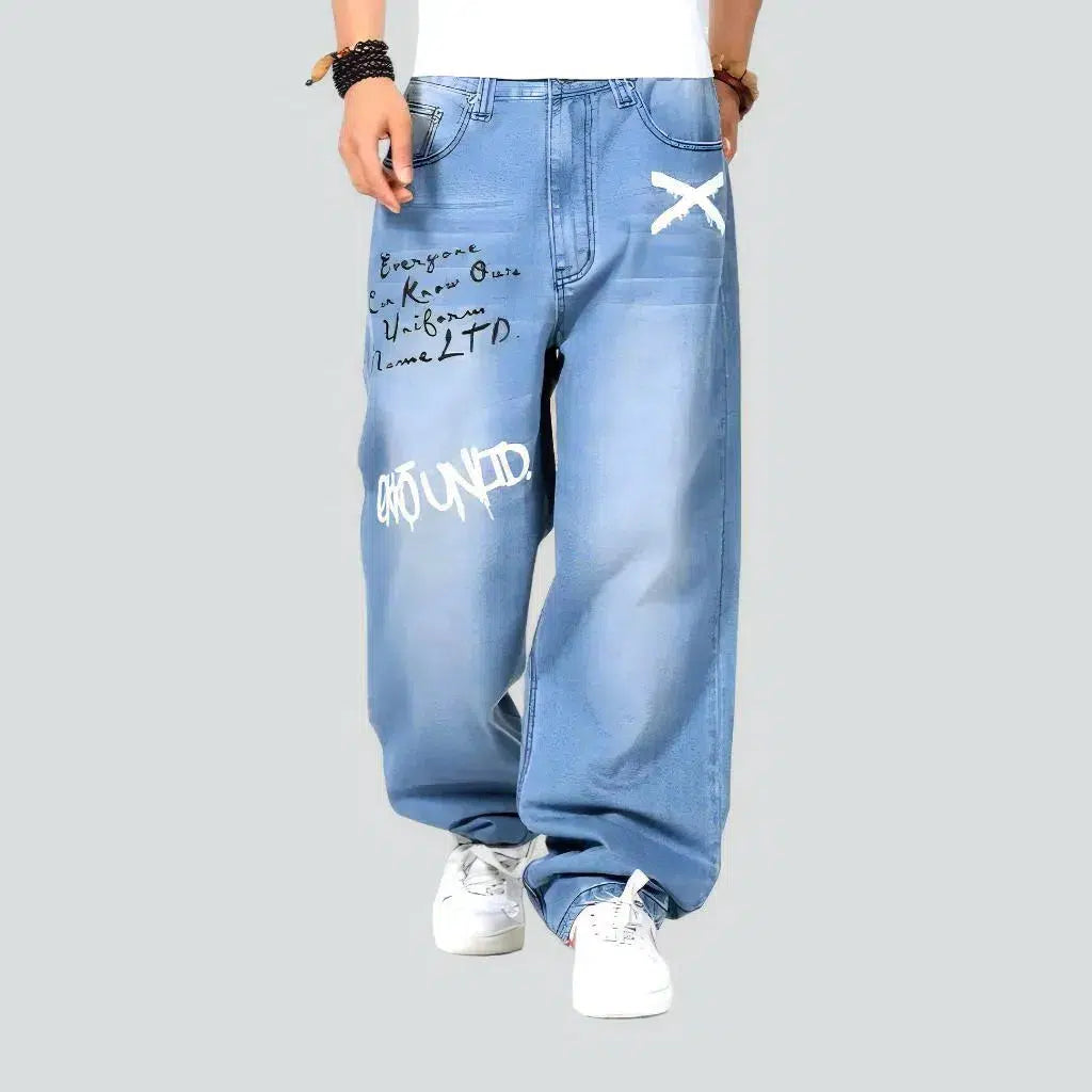 Dance Jeans for Movement -Baggy men's inscribed jeans