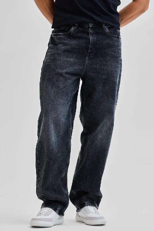 Four Pocket Jeans for Simplicity -Charcoal Grey Loose Fit Jeans