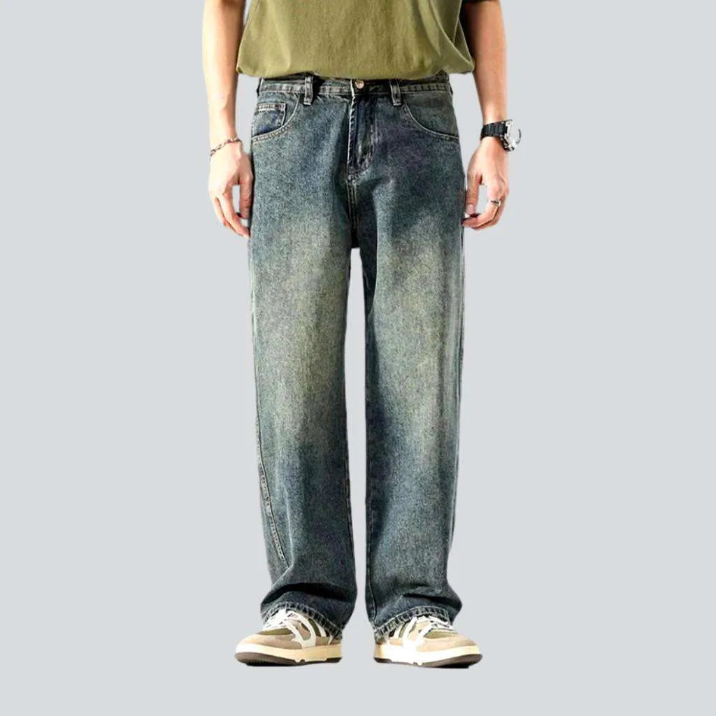 Stonewashed Jeans for Softness -Mid-waist men's vintage jeans