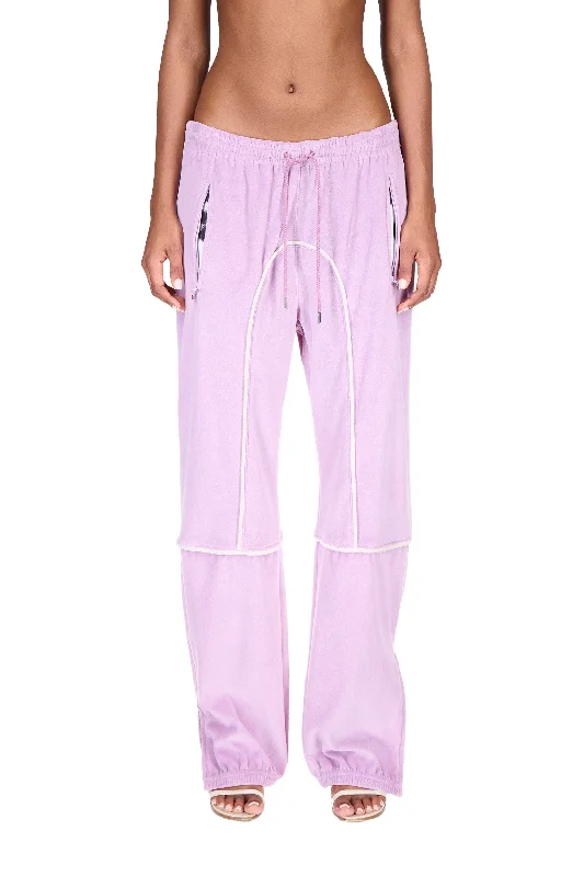 High-rise flare pants for vintage chic appeal -Lavender Velour Track Pants