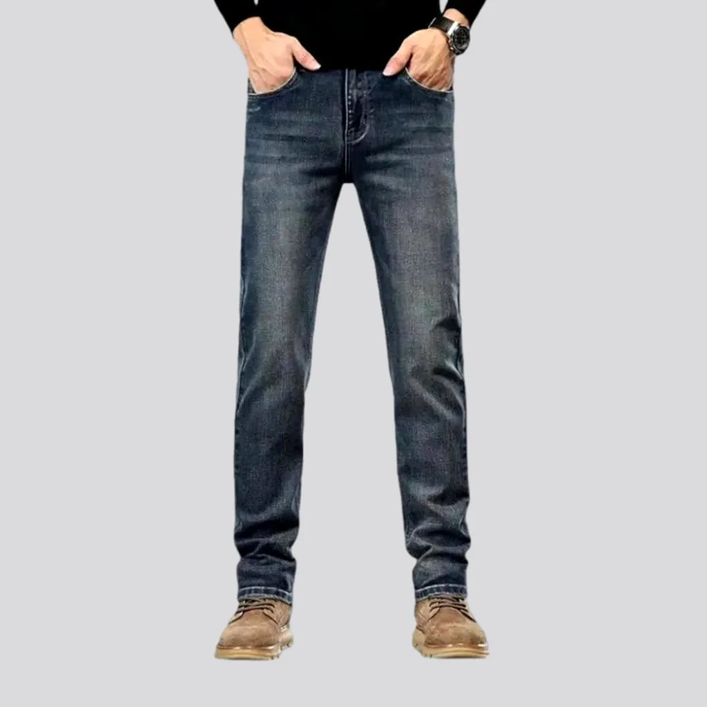 Stretch Jeans for Flexibility -Classic tapered stonewashed men's jeans