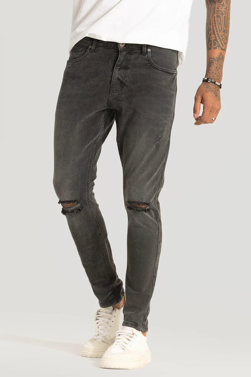 Birthday Jeans for Celebration -Grey Distressed Skinny Fit Jeans