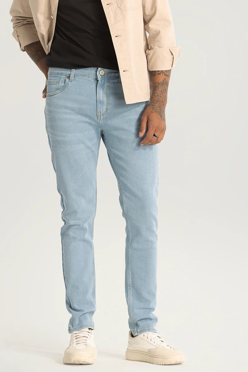 Skinny Jeans for Slim Fit -Light Blue Plain Skinny Fit Jeans