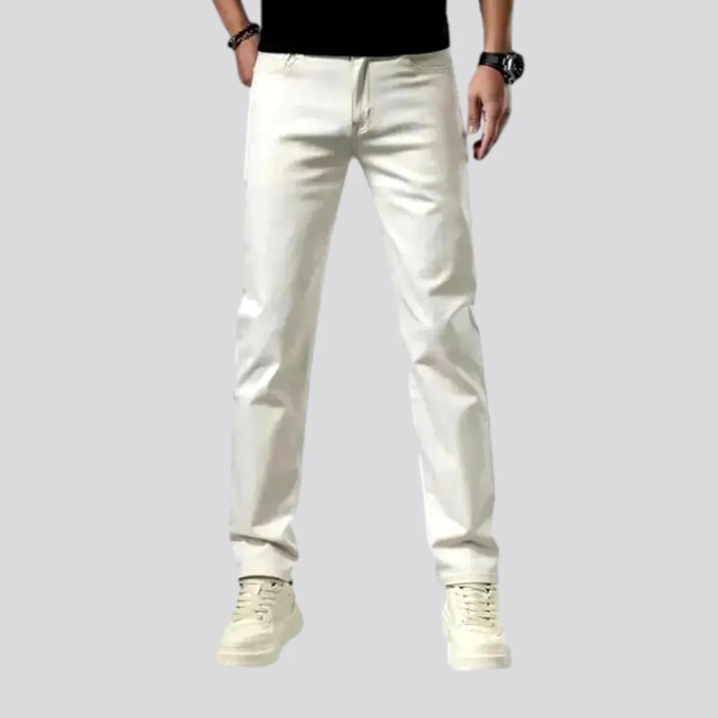 Gray Jeans for Neutral Tone -Mid rise tapered classic jeans for men