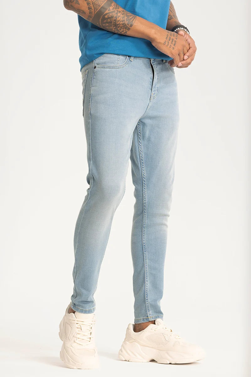 Organic Jeans for Natural -Light Blue Plain Skinny Fit Jeans