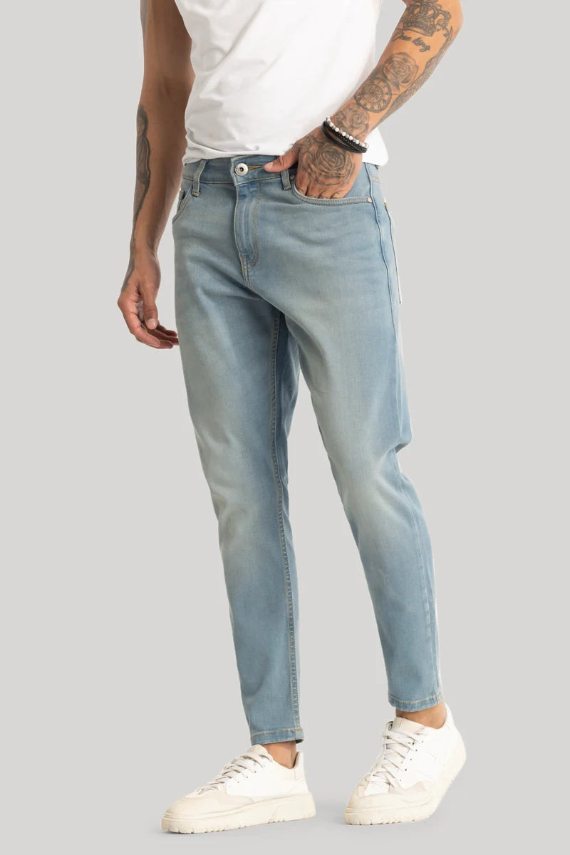 High-end Jeans for Exclusivity -Sky Blue Plain Skinny Fit Jeans