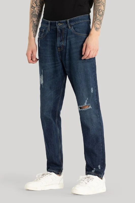 Graduation Jeans for Milestone -Navy Distressed Baggy Fit Jeans