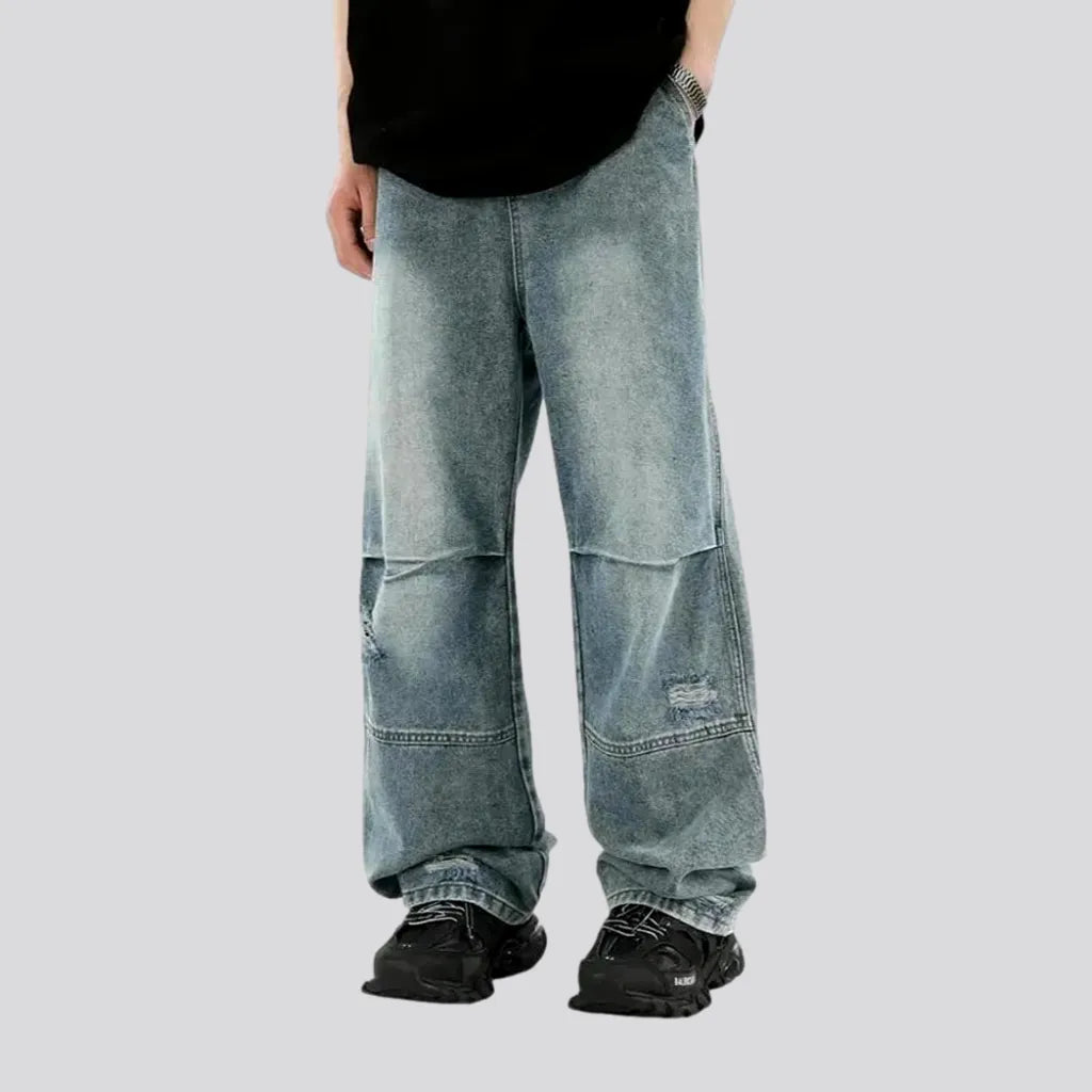 Denim Jeans for Durability -Abraded distressed boho men's jeans