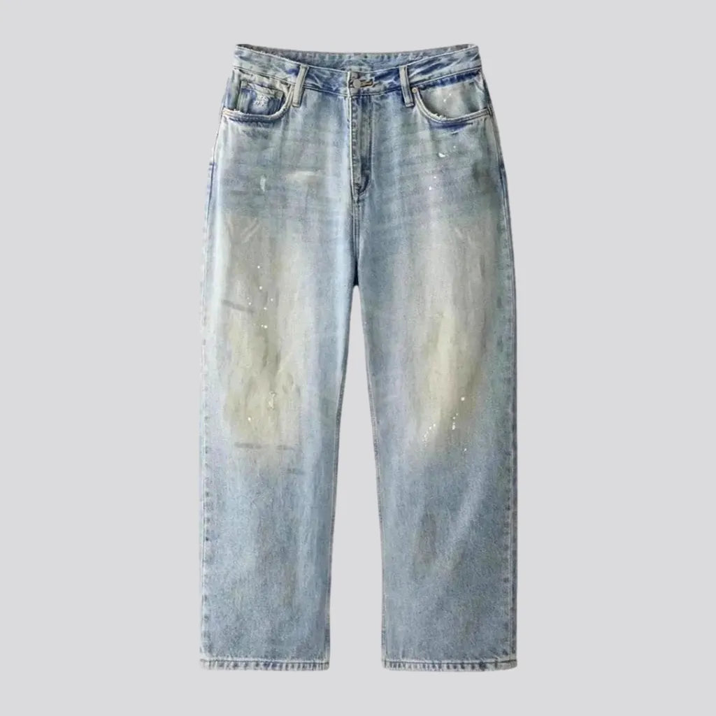 Organic Jeans for Natural -Vintage light wash baggy men's jeans