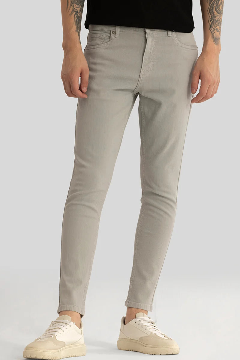 Four Pocket Jeans for Simplicity -Quantum Grey Plain Skinny Fit Jeans