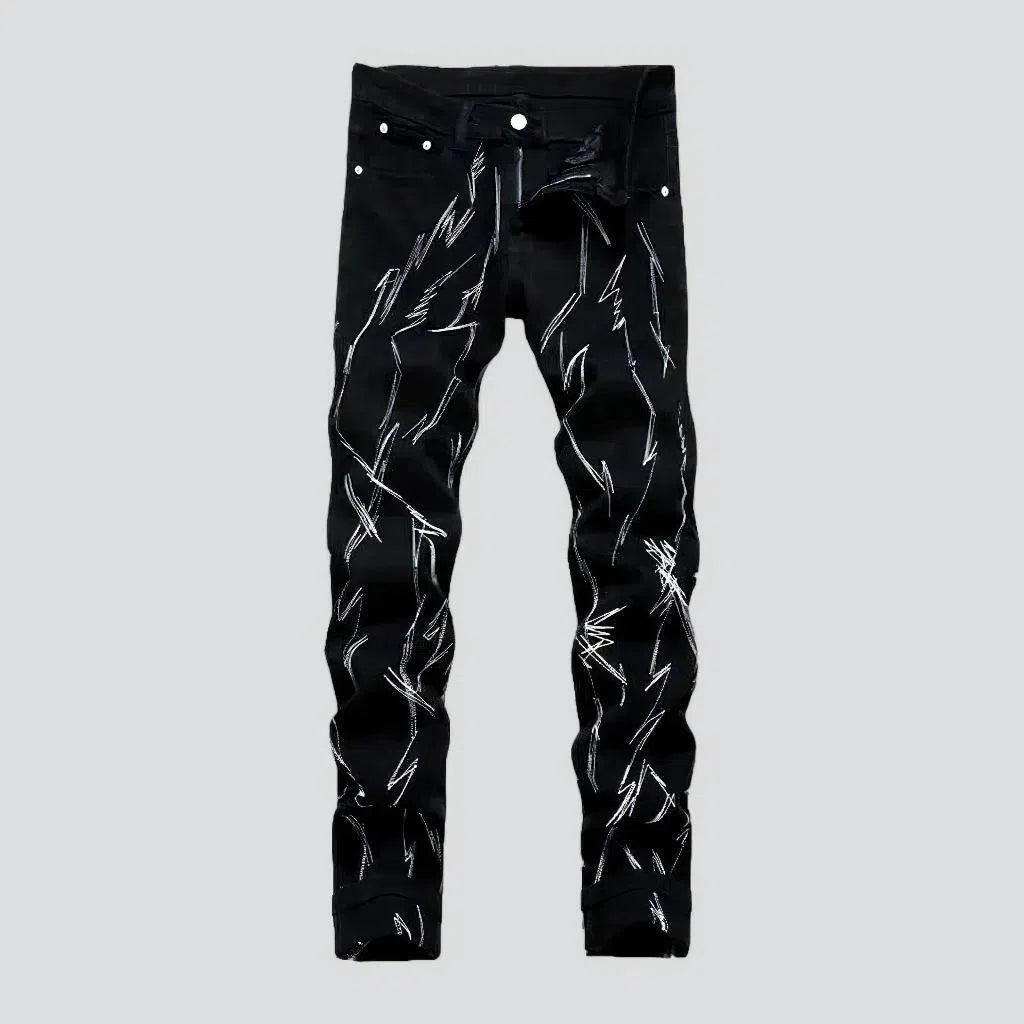 Zipper Fly Jeans for Convenience -Black men's y2k jeans