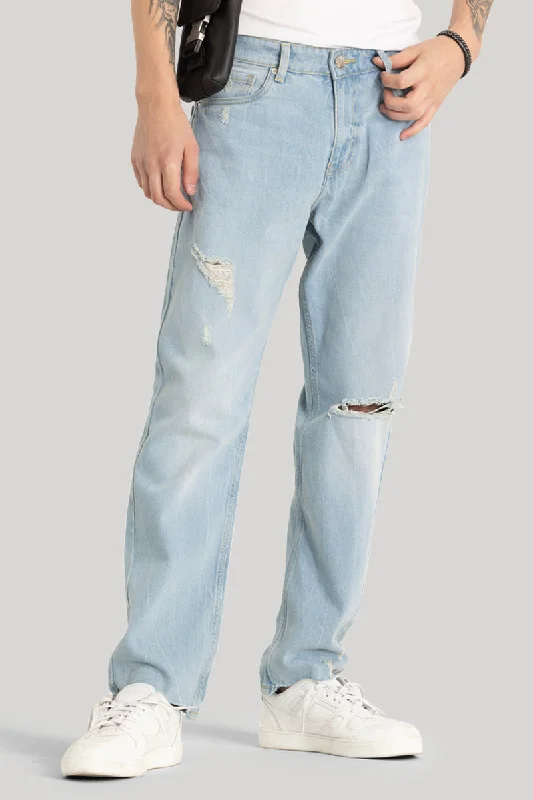 Anniversary Jeans for Special -Light Blue Distressed Relaxed Fit Jeans