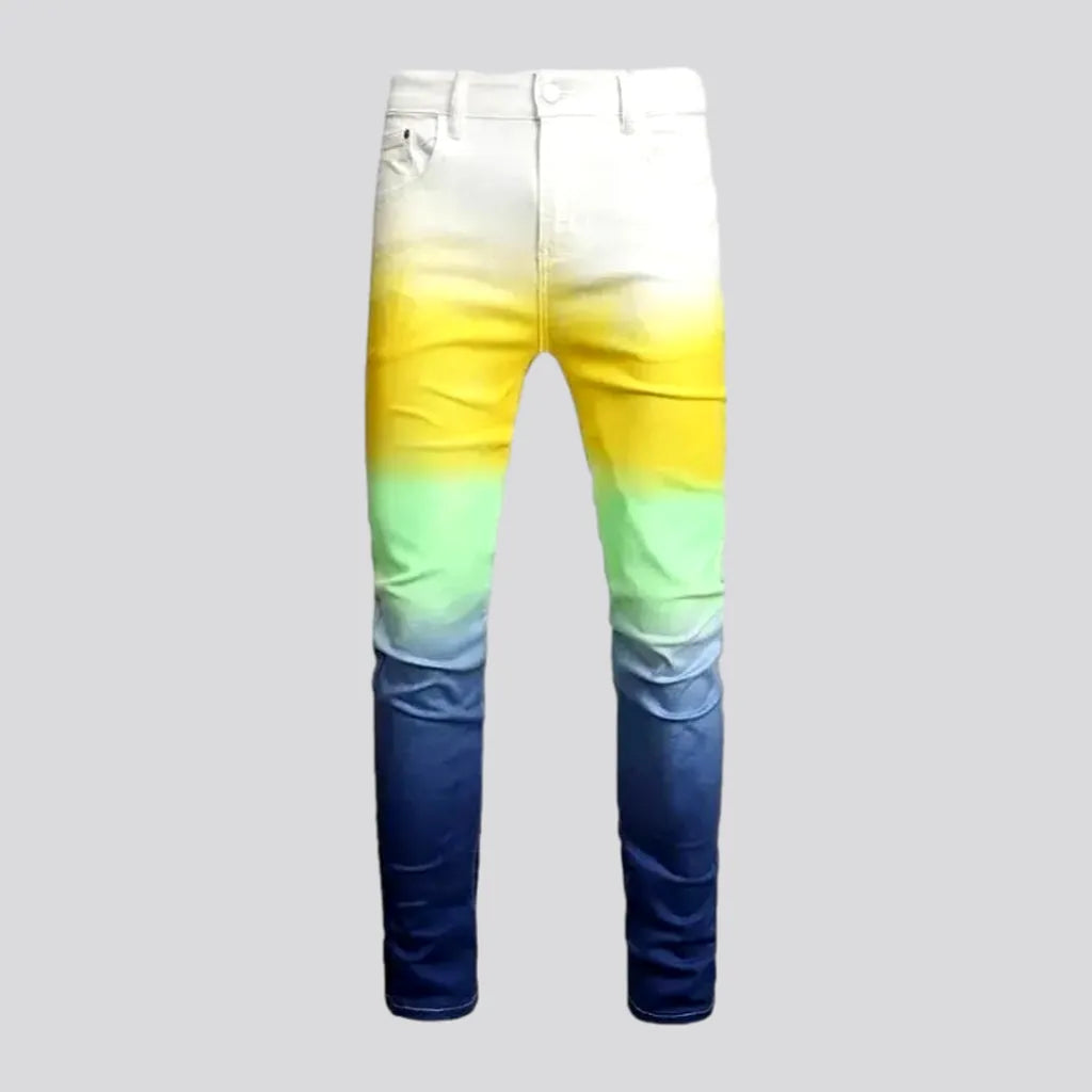 Painted Back Pocket Jeans for Artistic -Multi-color jeans
 for men