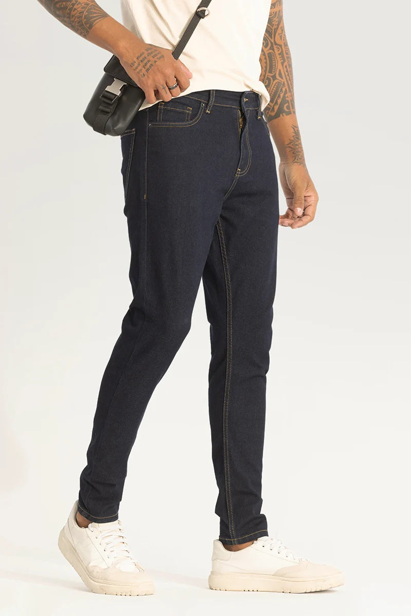 Mom Jeans for Vintage Appeal -Navy Skinny Fit Jeans