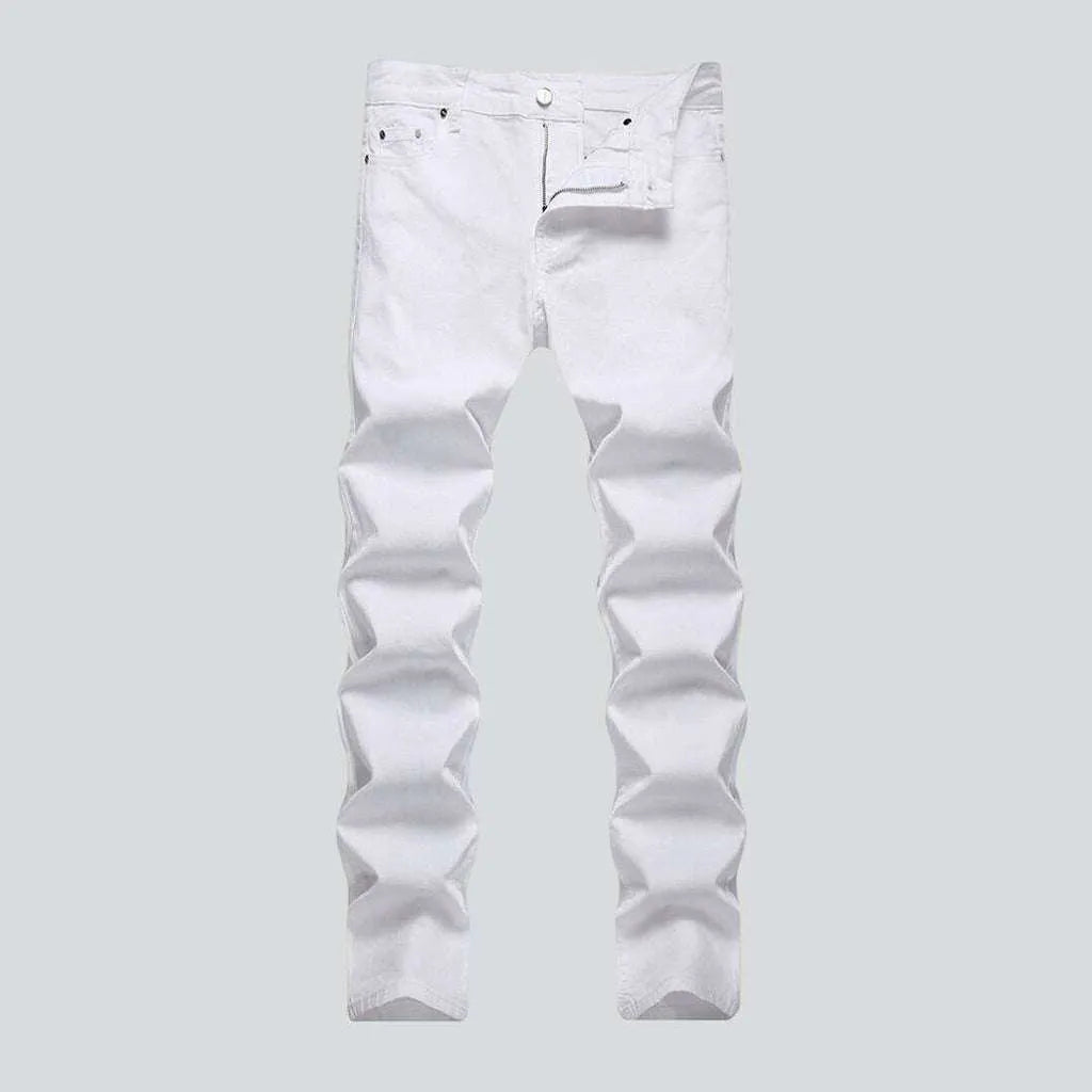 Dark Wash Jeans for Elegance -White stretch jeans for men