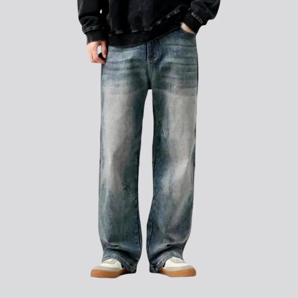 Jean Skirts for Feminine -Creased mid rise fashion men's jeans