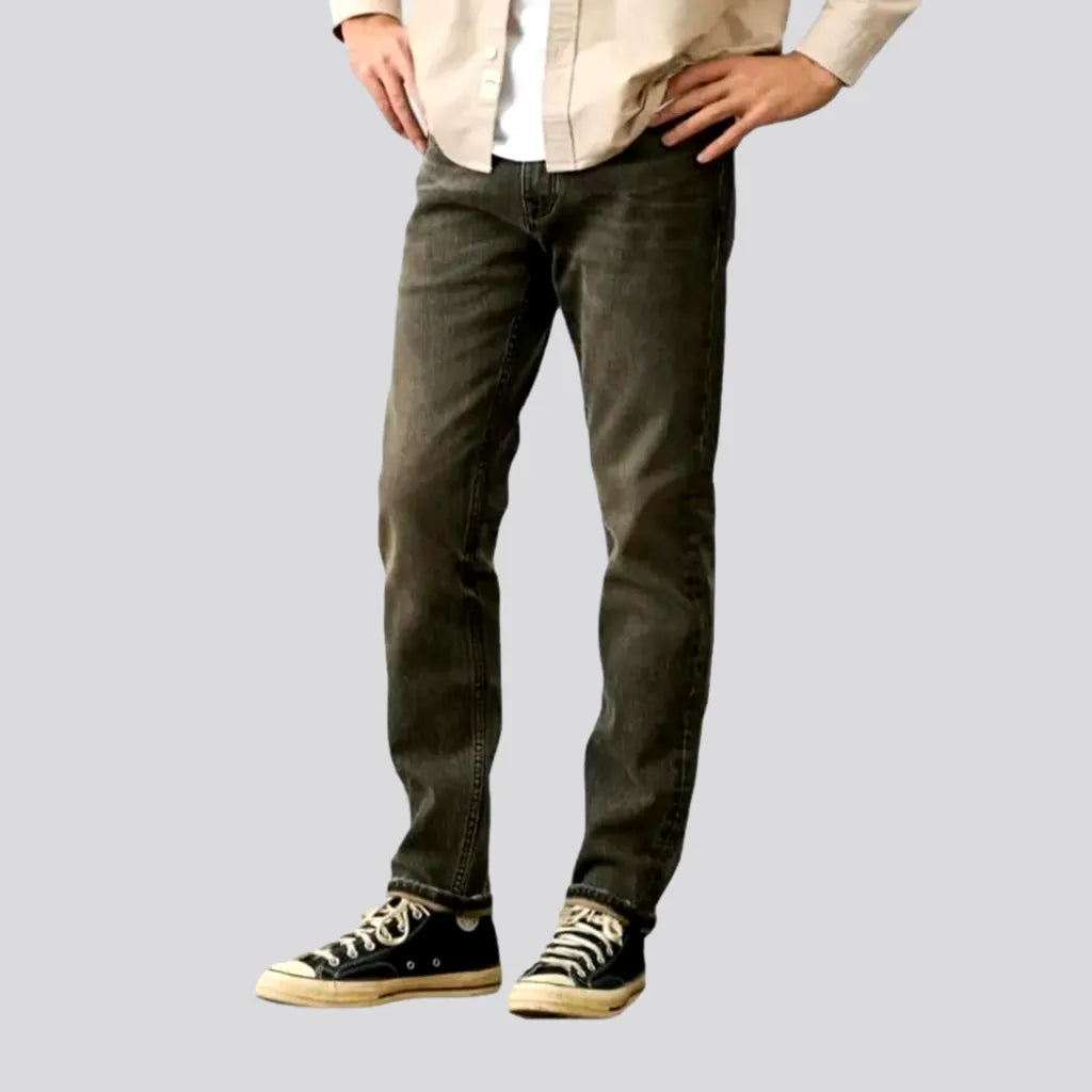 Five Pocket Jeans for Storage -Stonewashed grey jeans
 for men