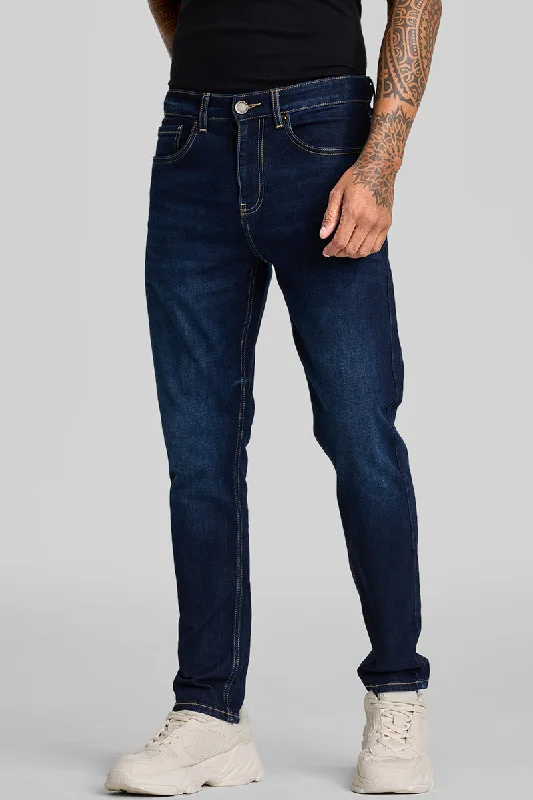 Colored Jeans for Variety -Navy Tapered Fit Jeans