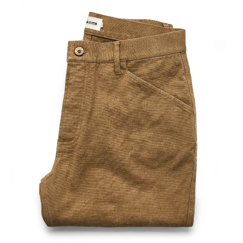 Stylish leather pants for edgy night looks -The Camp Pant in British Khaki Boss Duck