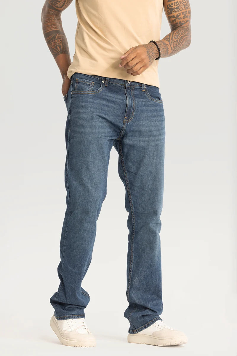 Shopping Jeans for Convenient -Blue Plain Straight Fit Jeans