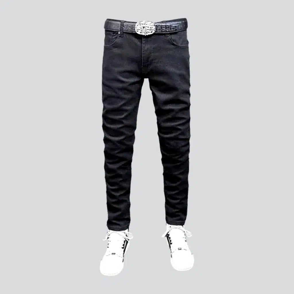 Shopping Jeans for Convenient -Slim men's solid jeans