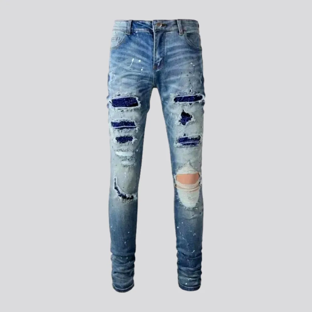 Button Fly Jeans for Traditional -Y2k men's sanded jeans