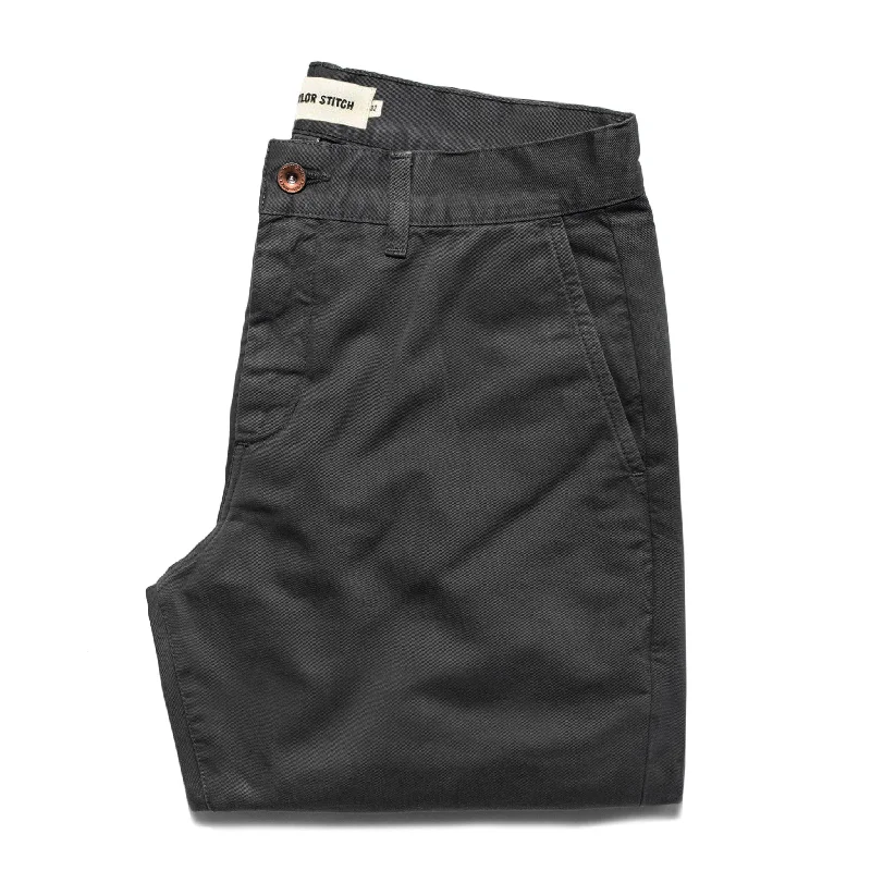 Breathable chino pants for warm climate comfort -The Democratic Chino in Organic Charcoal