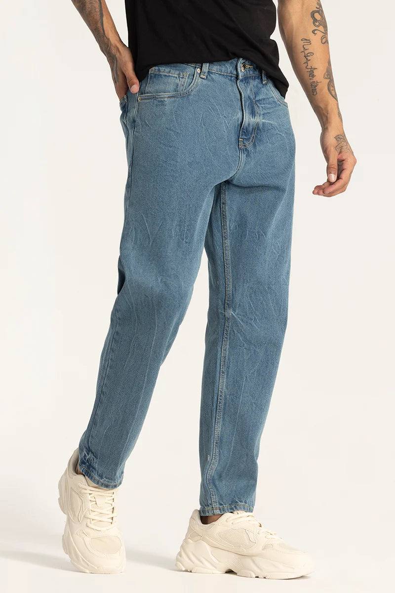 Graduation Jeans for Milestone -Denim Blue Plain Baggy Fit Jeans