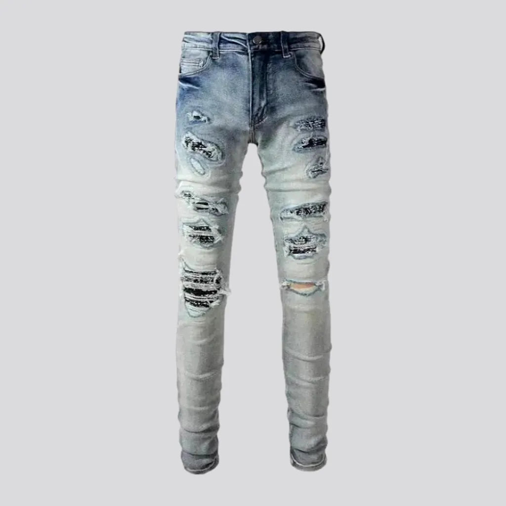 Holiday Jeans for Festive -Mid rise men's distressed jeans