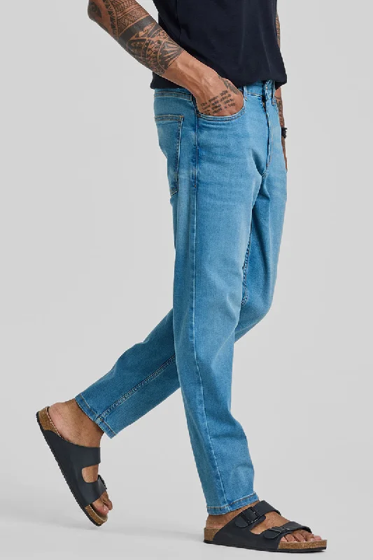 Designer Jeans for Luxury -Blue Tapered Fit Jeans