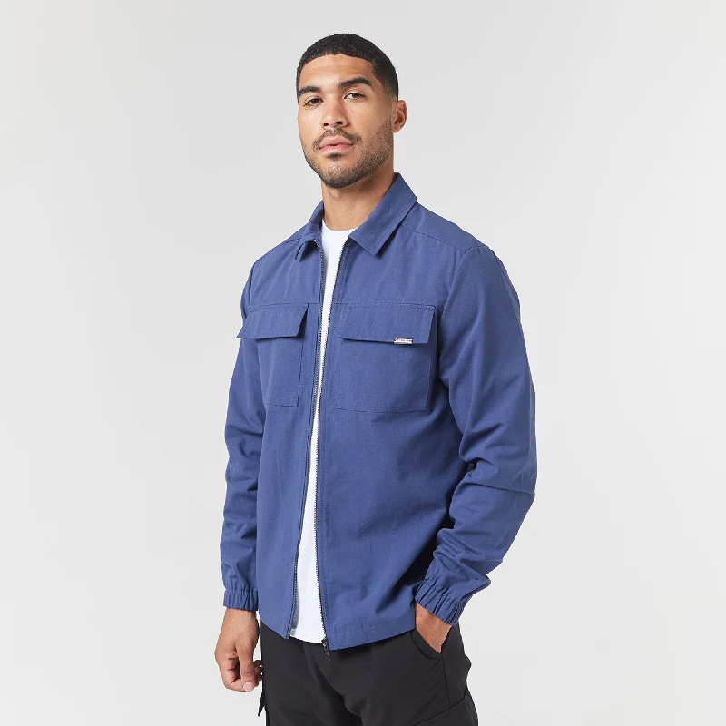 Button Down Blouses for Casual -Smart Utility Overshirt | Blue