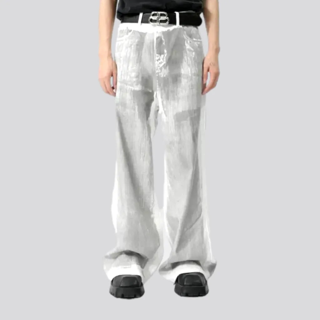 Cropped Jeans for Summer Look -Painted black-print jeans
 for men