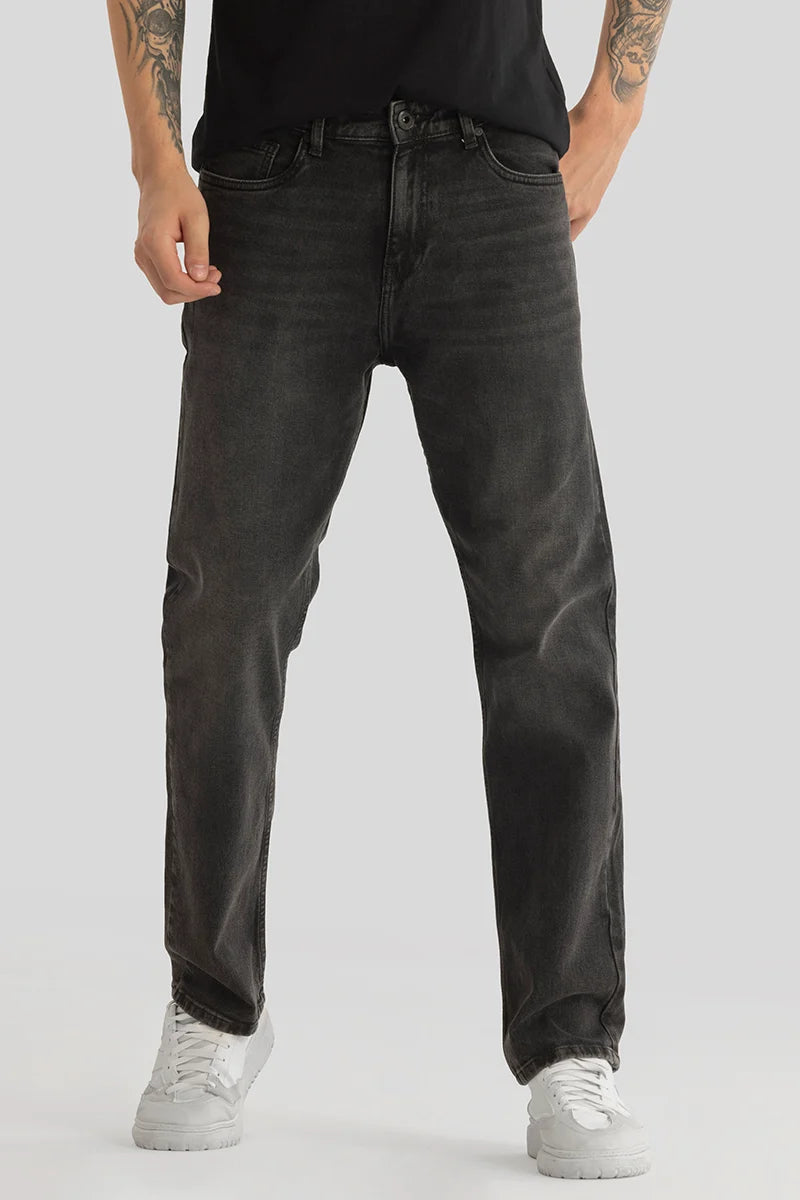 Denim Jeans for Durability -Ember Charcoal Grey Plain Comfort Fit Jeans