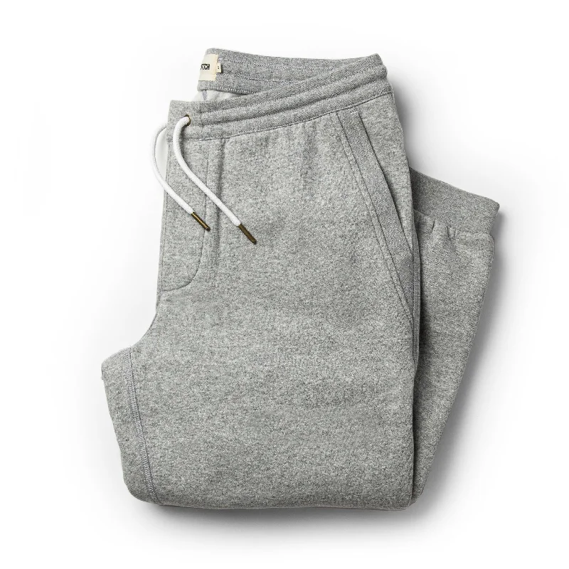 Designer jogger pants for upscale street style -The Heavy Bag Pant in Heather Grey Fleece