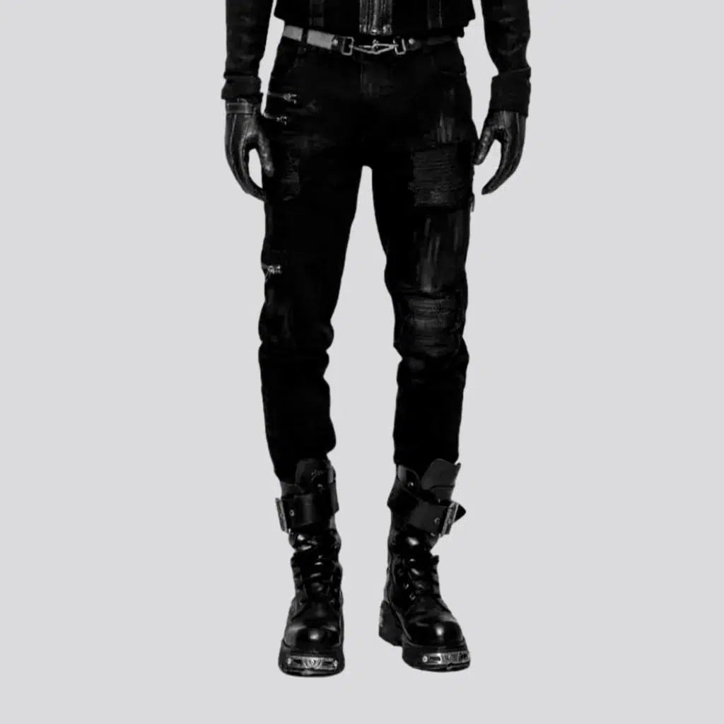 Wrap Skirt Jeans for Versatile -Distressed men's gothic jeans