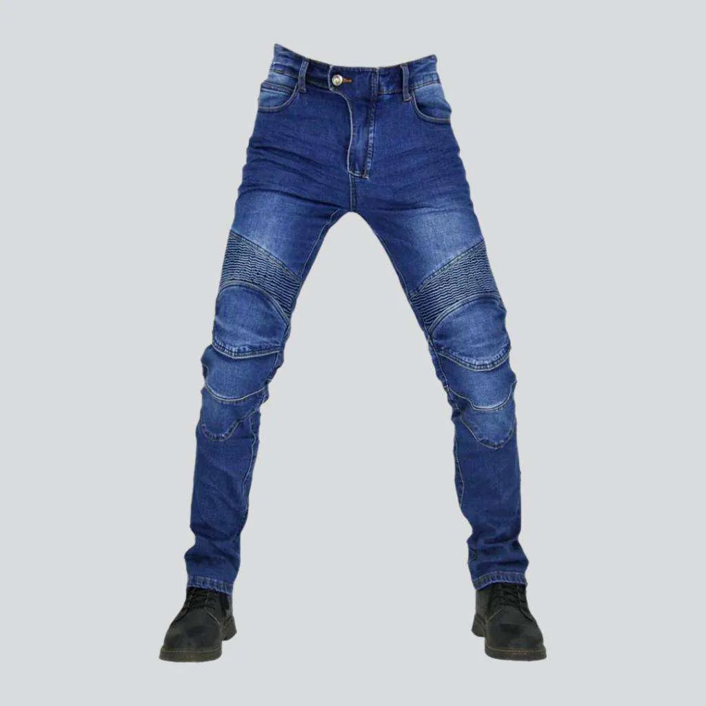 A-line Skirt Jeans for Grace -Slim stonewashed riding jeans
 for men