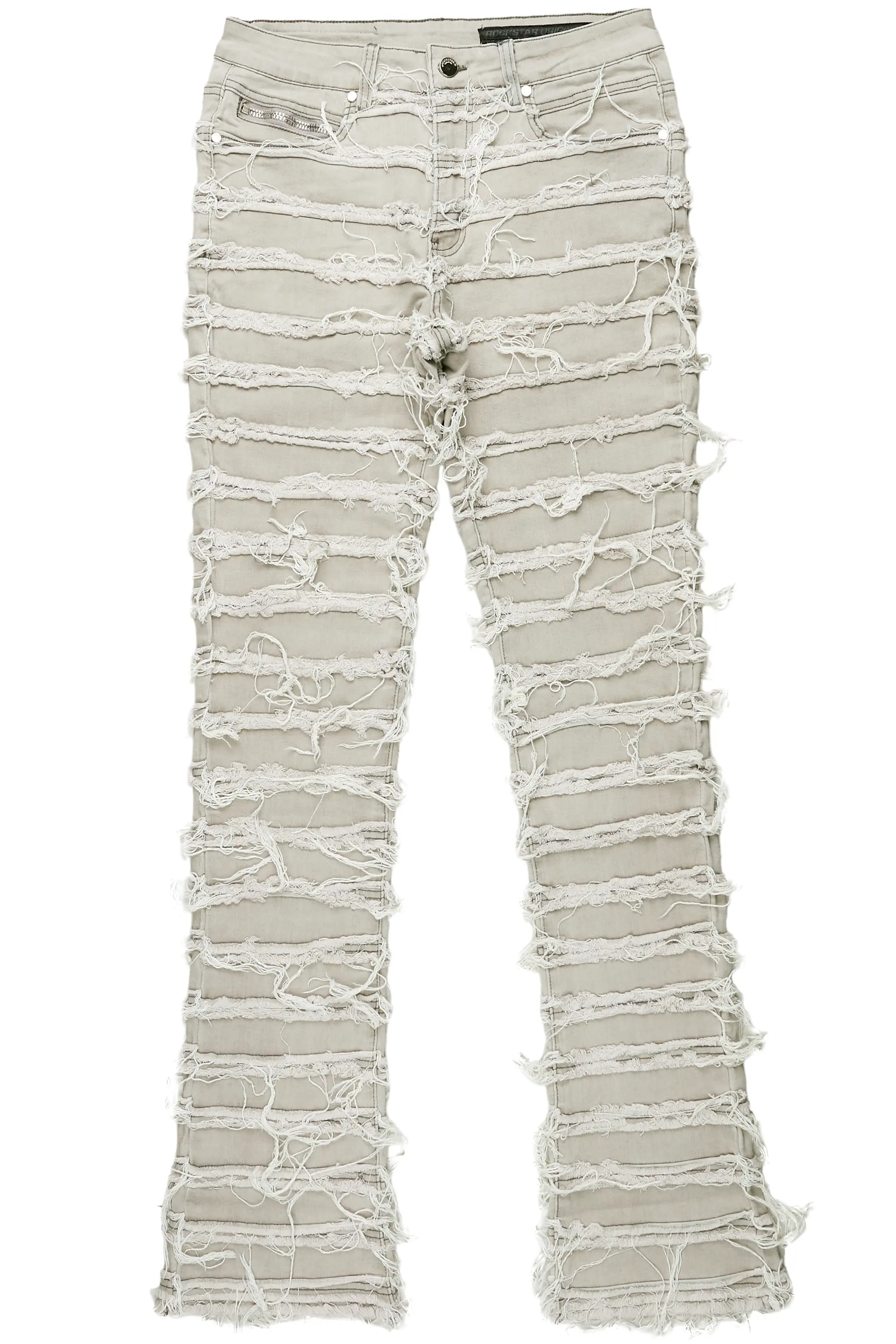 Club Jeans for Social -Ayan Grey Distressed Stacked Flare Jeans