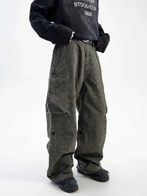 Cargo Pants with Cargo Pockets for Roofers -Big Pocket Buttons Baggy Fit Cargo Pants