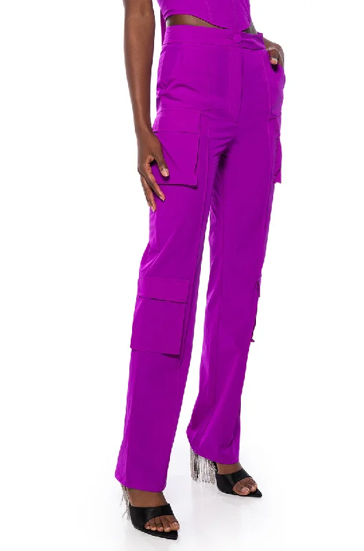 Cargo Pants with Cargo Pockets for Formal -VIOLET HIGH WAIST CARGO PANT