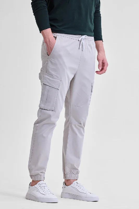 Cargo Pants with Cargo Pockets for Students -Grey Slim Fit Cargo Pants