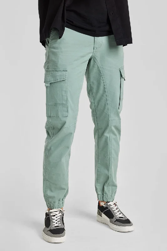 Cargo Pants with Cargo Pockets for Snorkeling -Mint Green Slim Fit Cargo Pants