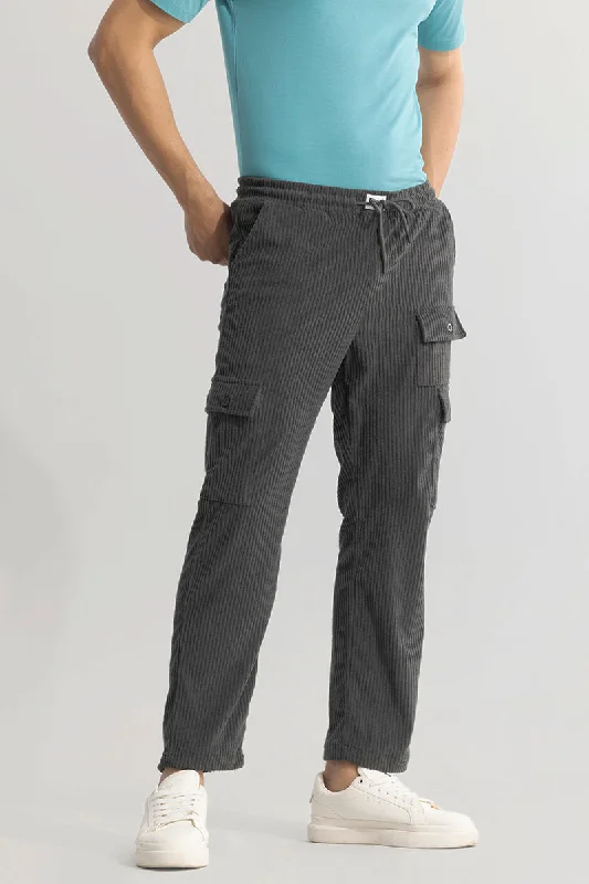 Cargo Pants with Cargo Pockets for Designers -Urban Cord Grey Corduroy Cargo Pant