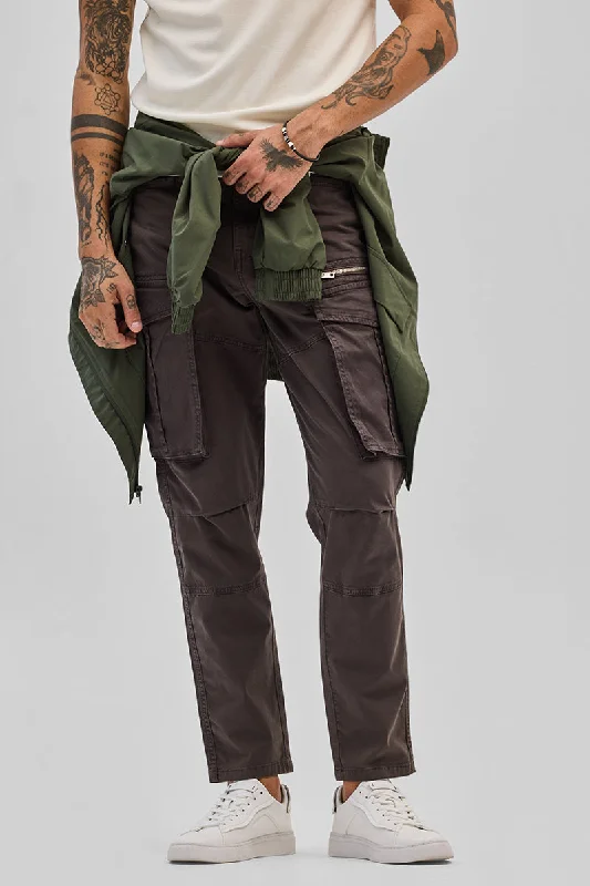 Cargo Pants with Cargo Pockets for Plumbers -Carob Brown Relaxed Fit Cargo Pants