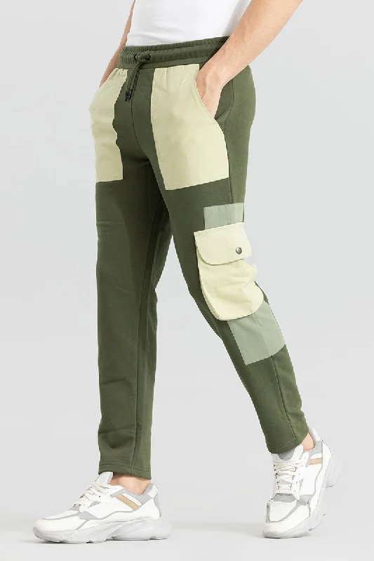 Cargo Pants with Cargo Pockets for Athletic -Cut & Sew Green Jogger