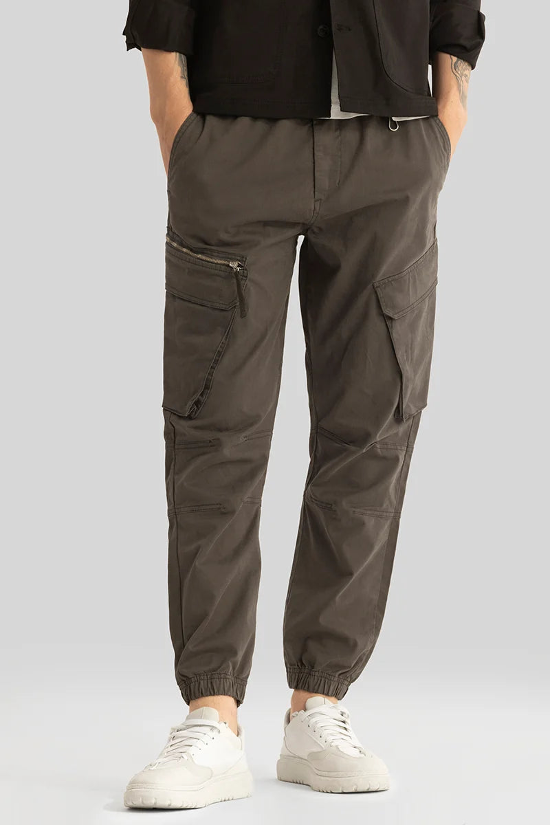 Cargo Pants with Cargo Pockets for Running -Thibaut Dark Brown Relaxed Fit Cargo Pant