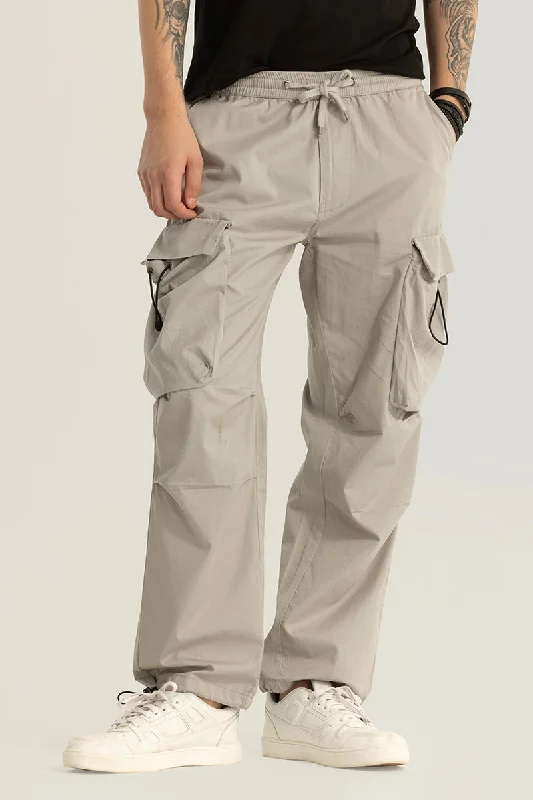 Cargo Pants with Cargo Pockets for Snowboarding -Pockethive Grey Parachute Pants