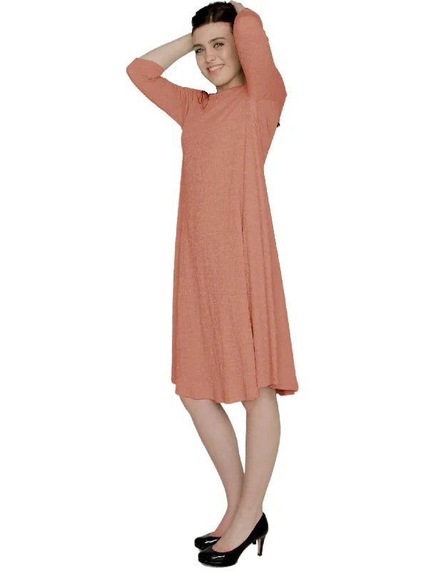 Cocktail Dresses for Party Time -Women's Puckered Stretch Knit Midi Swing Dress