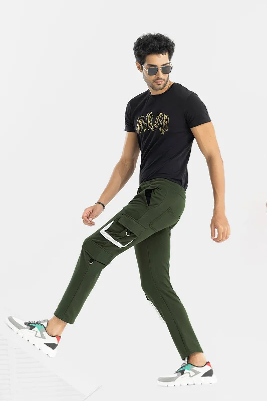 Cargo Pants with Cargo Pockets for Semi-Formal -Entrant Olive Jogger